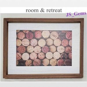 New Room & Retreat Wall Art Wine Corks Wood Framed Brown Picture Box Sign Décor